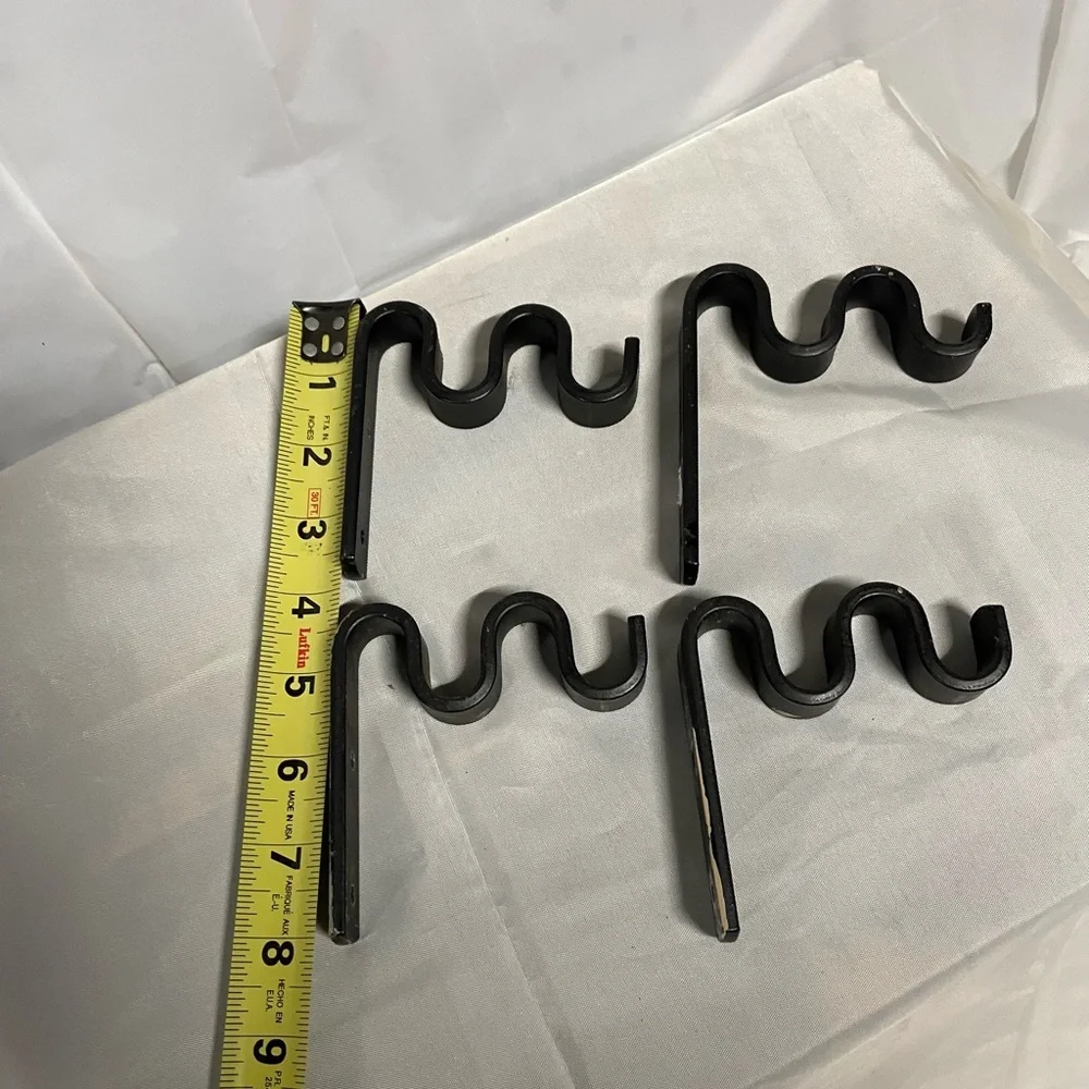 Black Metal Double-Curtain Rod Bracket Set - Unbranded